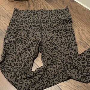 Athleta Leopard Print Leggings - Black and Brown